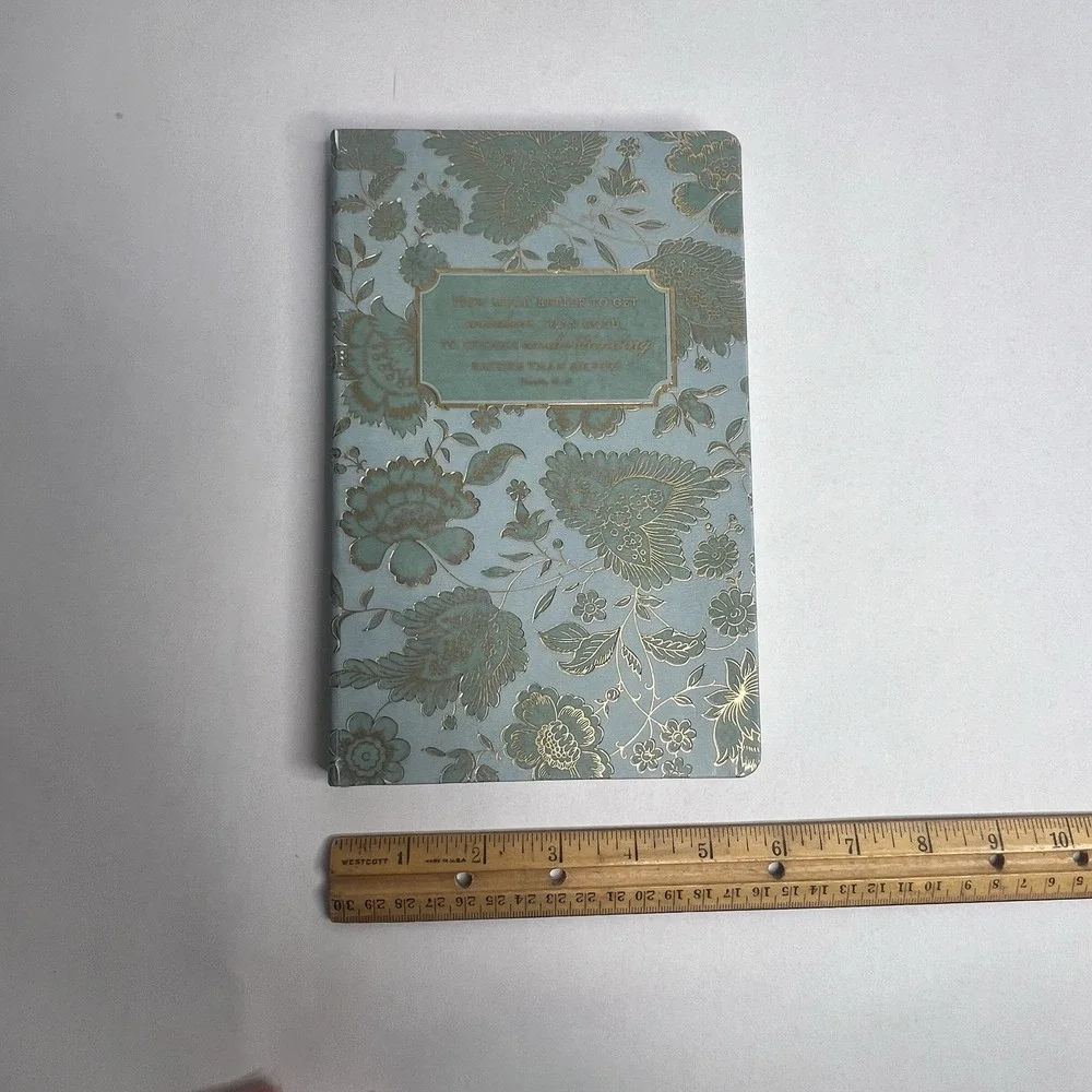 Gift Journal Scripture Gold Toned Aqua Blue Paisley